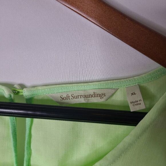 Soft Surroundings Lime Green Ruffle Flounce Sleeve Top sz XL - Picture 4 of 5